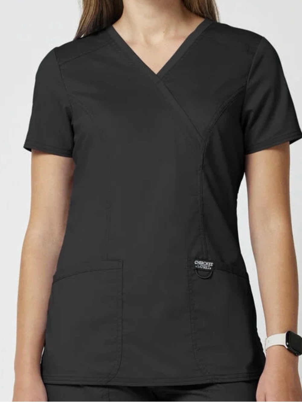 Cherokee Workwear Revolution Black Wrap Scrub Top